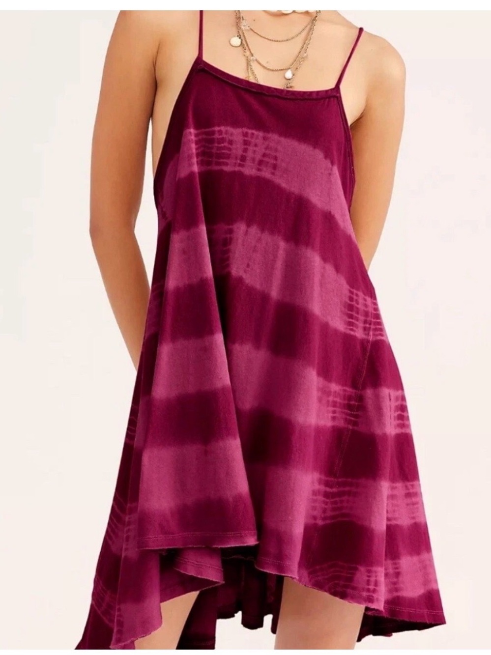 We The Free Magenta Tie-Dye Backless Swing Dress